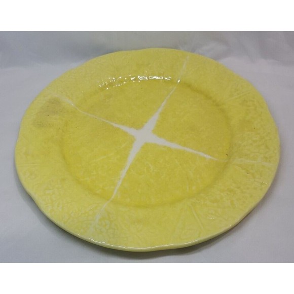 Vintage Majolica Secla Yellow Cabbage Leaf Platter Chop Plate 13" As Pictured - Picture 2 of 10